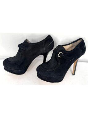 Michael Kors Black Cowhide Pony Hair Leather Platform Boots Shoes Heels Sz 9.5